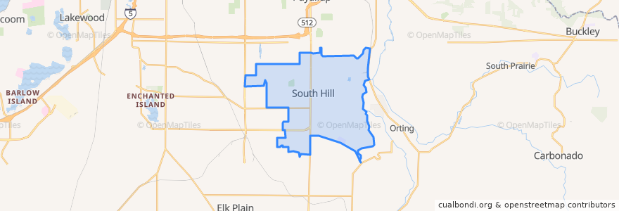 Mapa de ubicacion de South Hill.