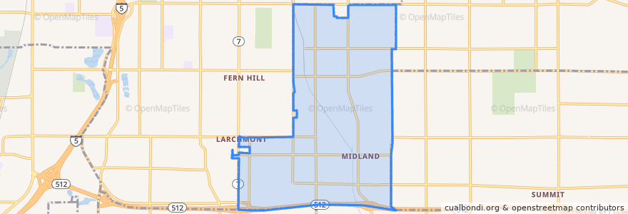 Mapa de ubicacion de Midland.