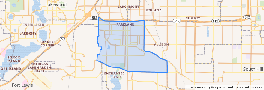 Mapa de ubicacion de Parkland.