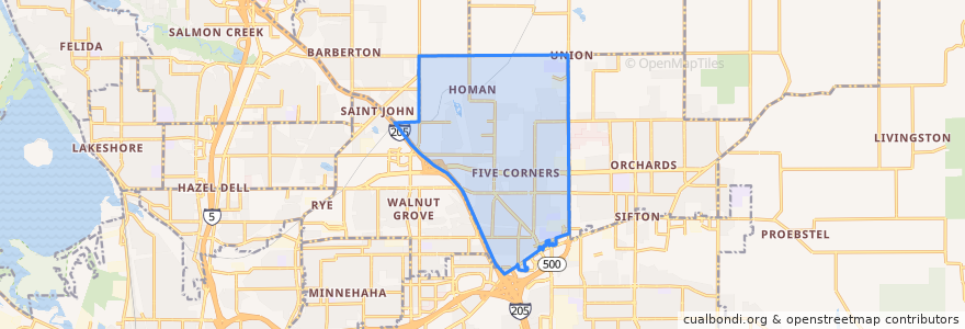 Mapa de ubicacion de Five Corners.