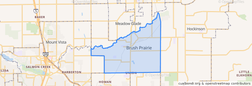 Mapa de ubicacion de Brush Prairie.