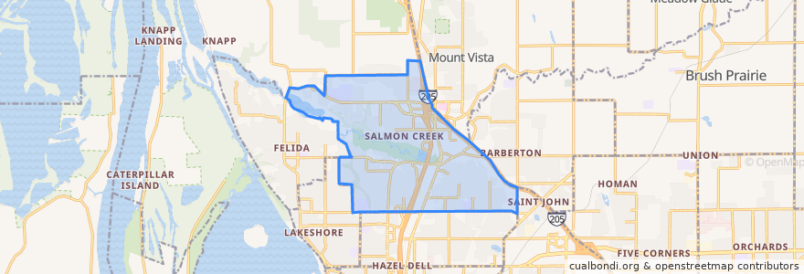 Mapa de ubicacion de Salmon Creek.
