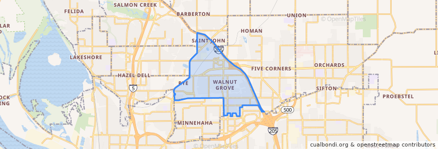 Mapa de ubicacion de Walnut Grove.