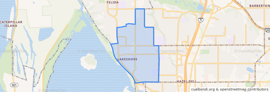 Mapa de ubicacion de Lake Shore.