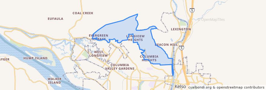 Mapa de ubicacion de Longview Heights.
