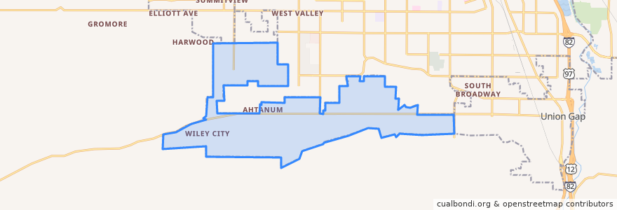 Mapa de ubicacion de Ahtanum.