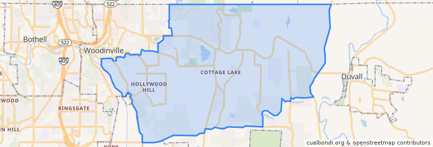 Mapa de ubicacion de Cottage Lake.
