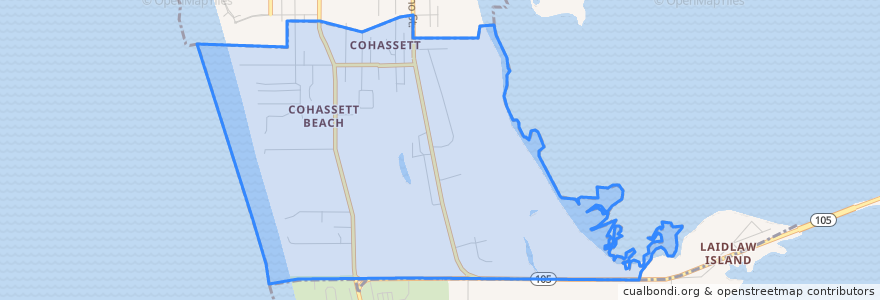 Mapa de ubicacion de Cohassett Beach.