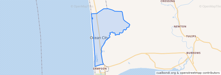 Mapa de ubicacion de Ocean City.