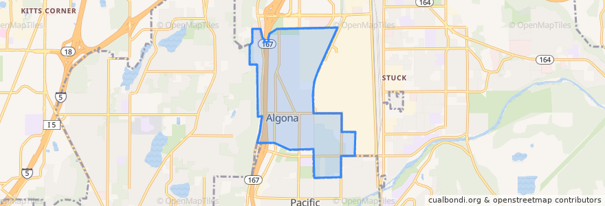 Mapa de ubicacion de Algona.