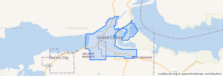 Mapa de ubicacion de Grand Coulee.