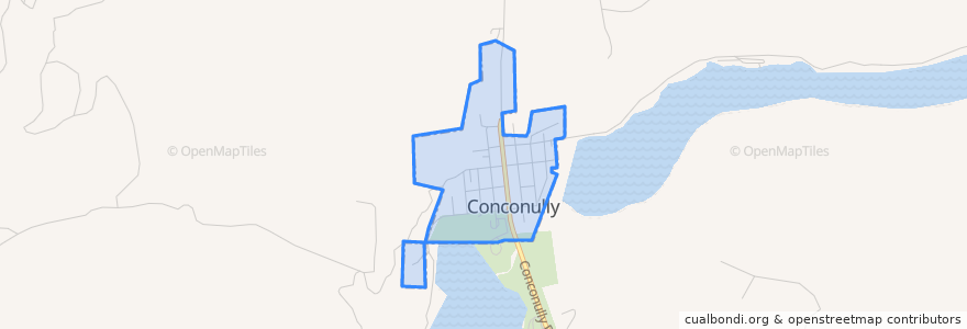 Mapa de ubicacion de Conconully.