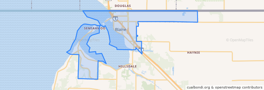 Mapa de ubicacion de Blaine.