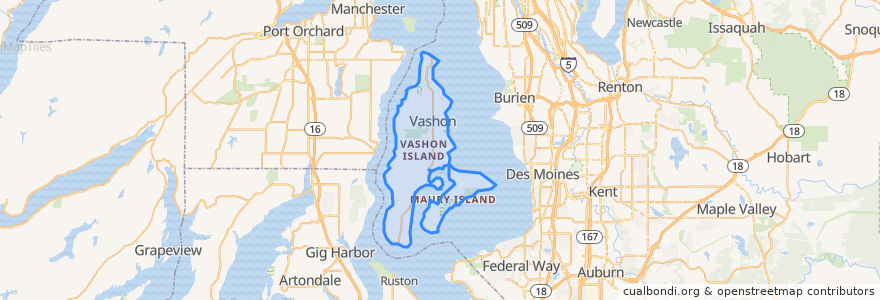 Mapa de ubicacion de Vashon.