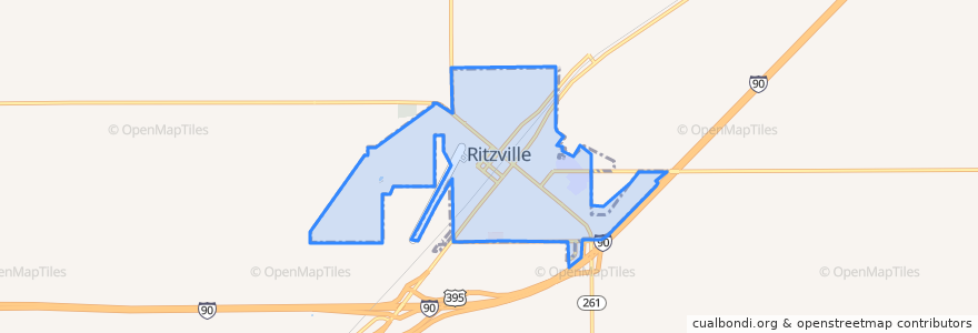 Mapa de ubicacion de Ritzville.