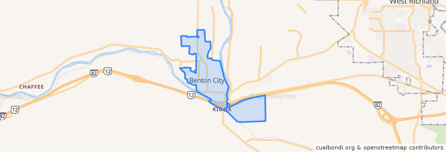 Mapa de ubicacion de Benton City.