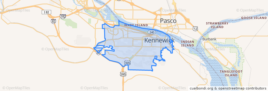 Mapa de ubicacion de Kennewick.