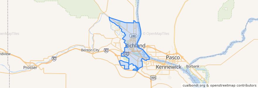 Mapa de ubicacion de Richland.