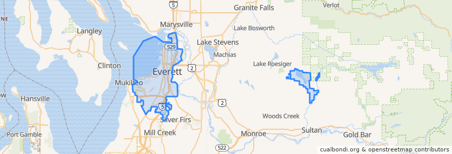 Mapa de ubicacion de Everett.