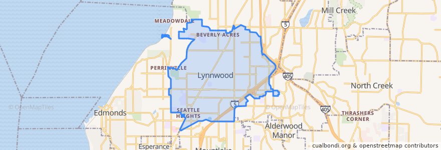 Mapa de ubicacion de Lynnwood.