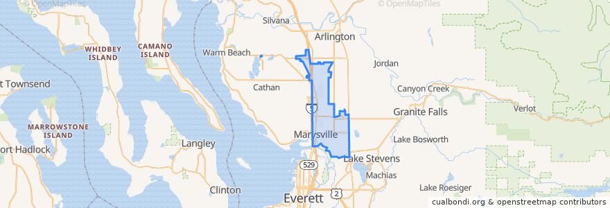 Mapa de ubicacion de Marysville.