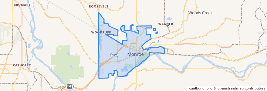 Mapa de ubicacion de Monroe.