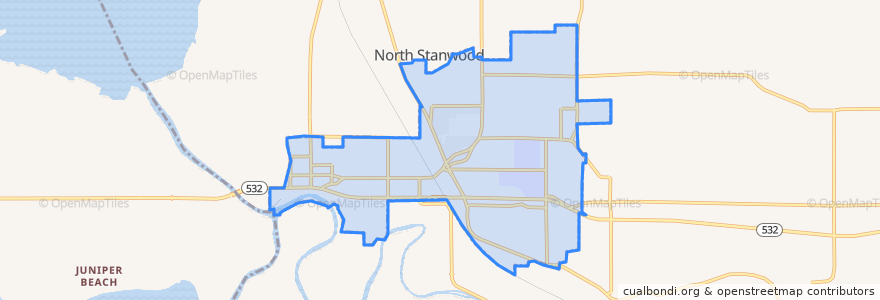 Mapa de ubicacion de Stanwood.