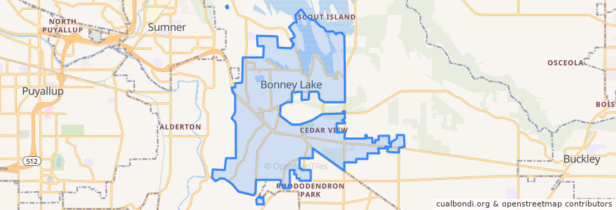Mapa de ubicacion de Bonney Lake.