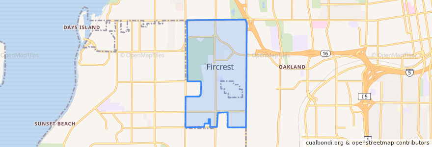 Mapa de ubicacion de Fircrest.