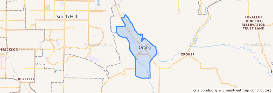 Mapa de ubicacion de Orting.