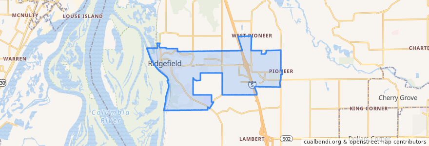 Mapa de ubicacion de Ridgefield.