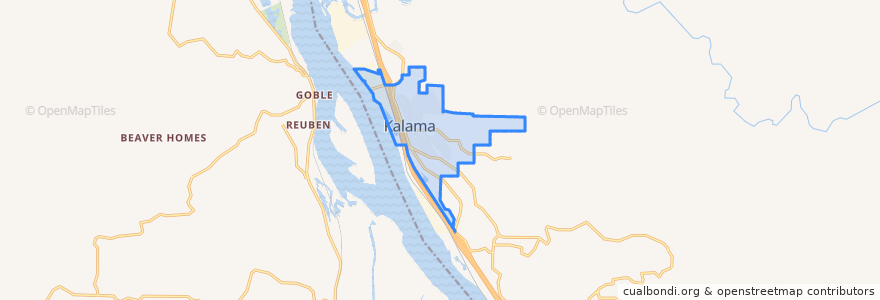 Mapa de ubicacion de Kalama.