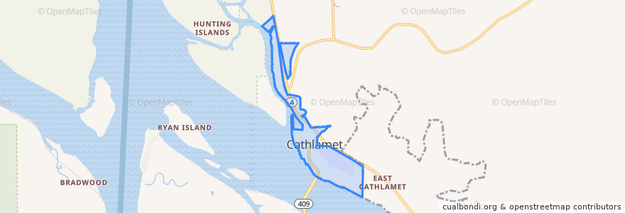 Mapa de ubicacion de Cathlamet.
