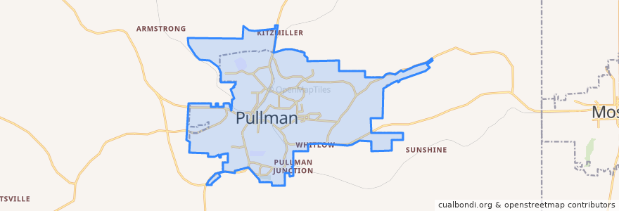 Mapa de ubicacion de Pullman.