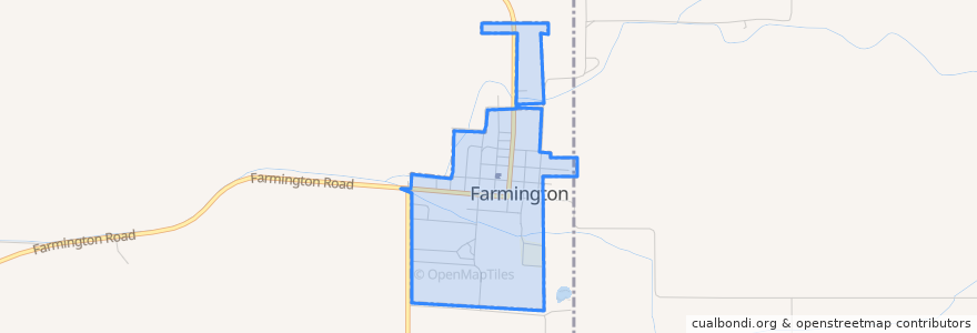 Mapa de ubicacion de Farmington.