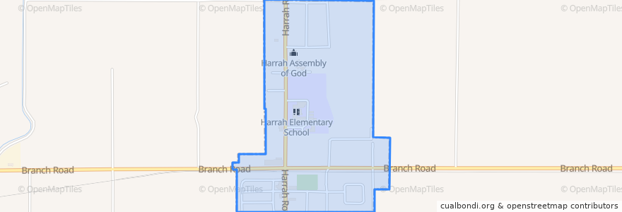 Mapa de ubicacion de Harrah.