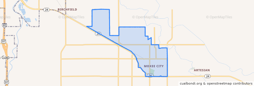 Mapa de ubicacion de Moxee.