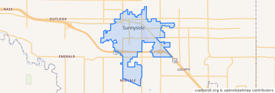 Mapa de ubicacion de Sunnyside.