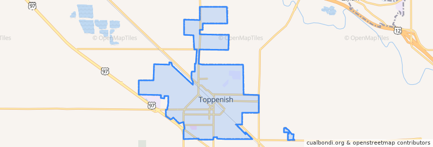Mapa de ubicacion de Toppenish.