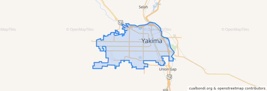 Mapa de ubicacion de Yakima.