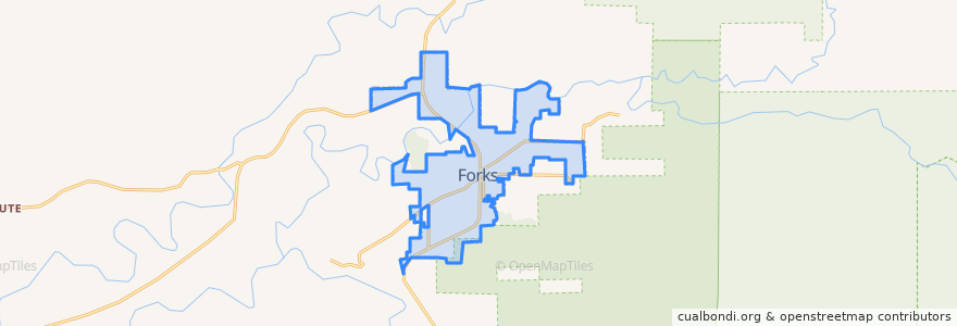 Mapa de ubicacion de Forks.