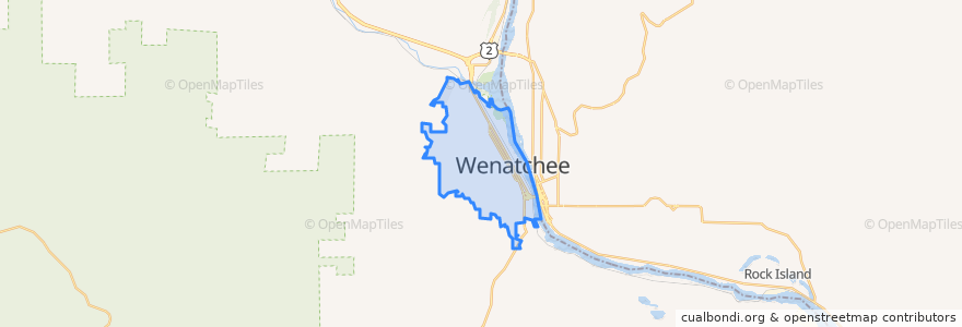 Mapa de ubicacion de Wenatchee.