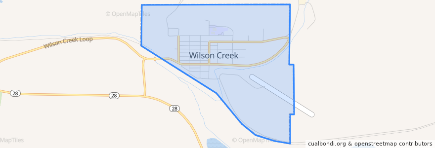 Mapa de ubicacion de Wilson Creek.