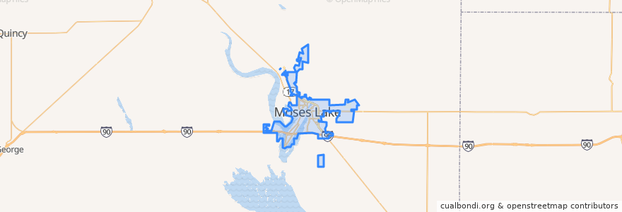Mapa de ubicacion de Moses Lake.