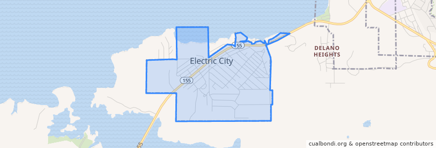 Mapa de ubicacion de Electric City.