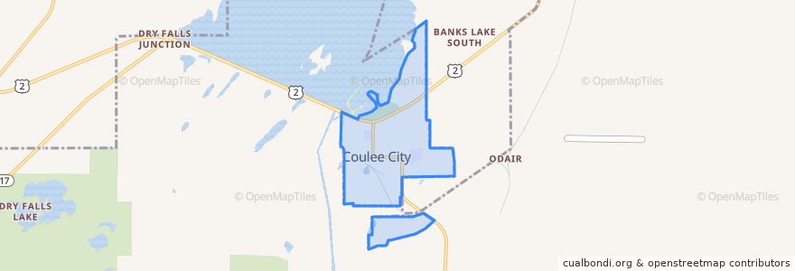 Mapa de ubicacion de Coulee City.