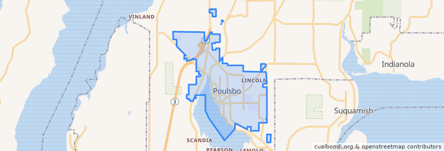 Mapa de ubicacion de Poulsbo.