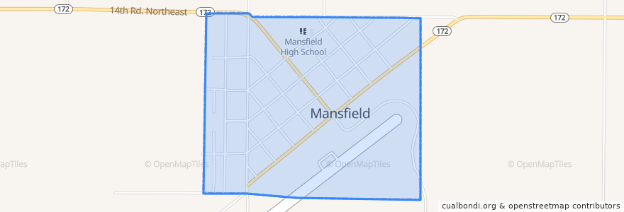 Mapa de ubicacion de Mansfield.