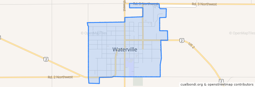 Mapa de ubicacion de Waterville.