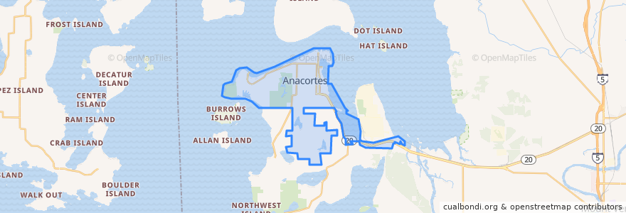 Mapa de ubicacion de Anacortes.